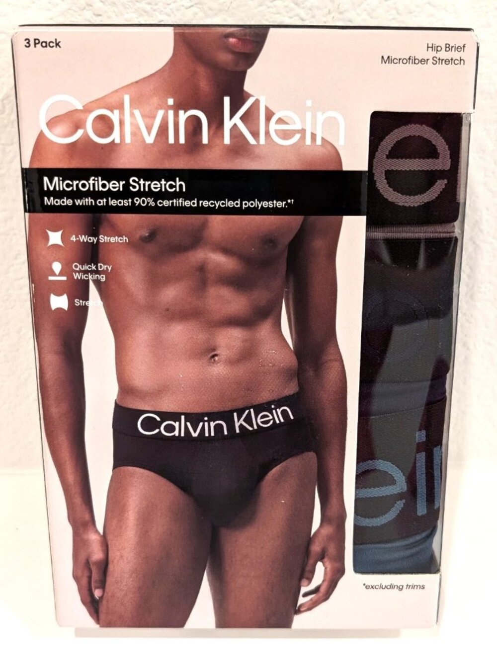 Calvin Klein Mens 3 Pack Microfiber Stretch Hip Briefs Purple Blue Black XL New